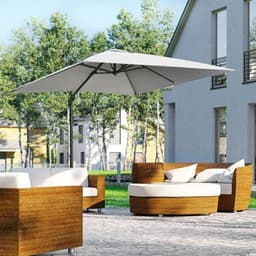image-2.7 x 2.7 m Cantilever Parasol Garden Umbrella w/ Cross Base Grey