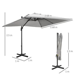 image-2.7 x 2.7 m Cantilever Parasol Garden Umbrella w/ Cross Base Grey