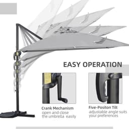 image-2.7 x 2.7 m Cantilever Parasol Garden Umbrella w/ Cross Base Grey