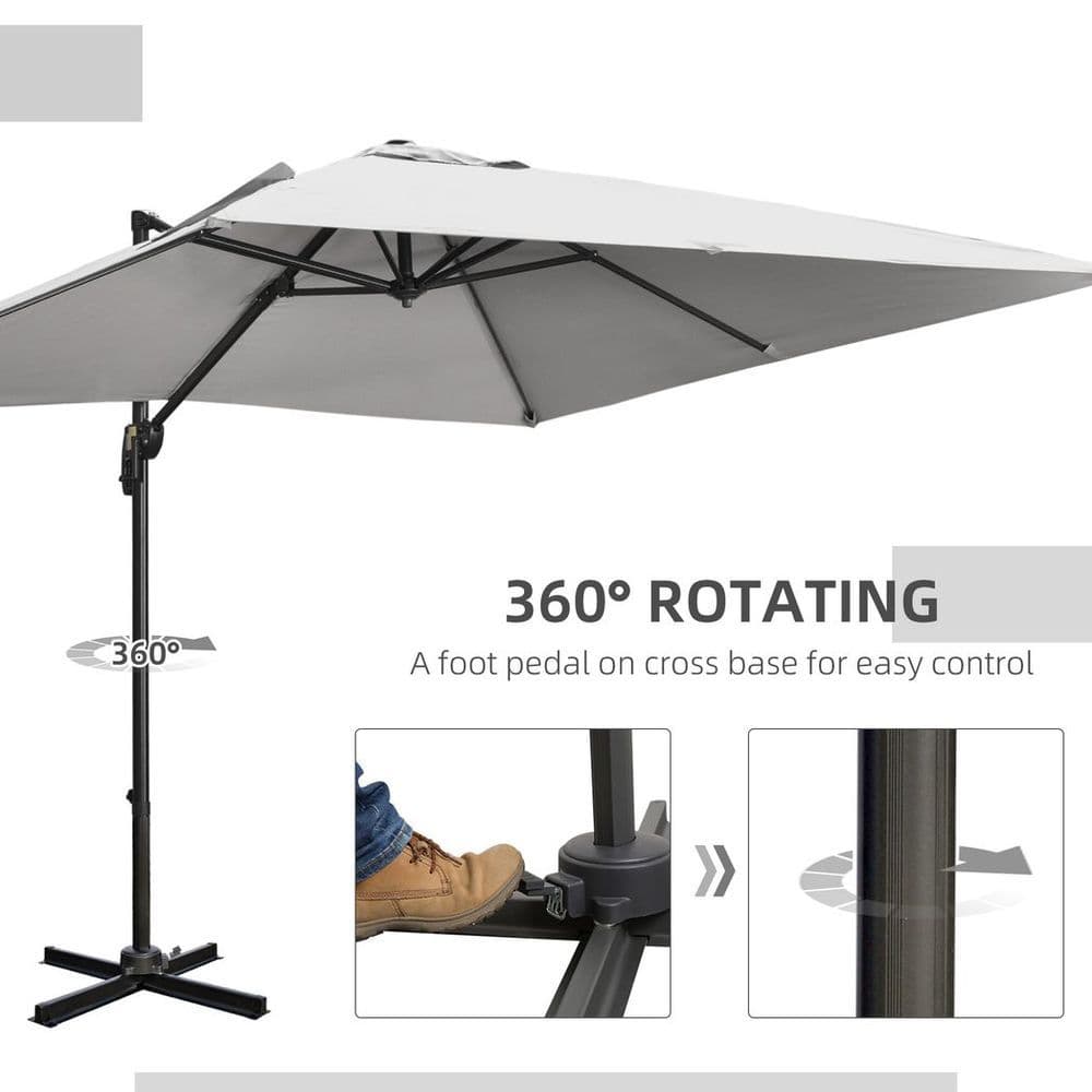 image-2.7 x 2.7 m Cantilever Parasol Garden Umbrella w/ Cross Base Grey