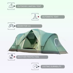image-Outdoor Camping Tent For 5-6 W/ Bag, Fiberglass & Steel Frame