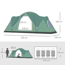 image-Outdoor Camping Tent For 5-6 W/ Bag, Fiberglass & Steel Frame