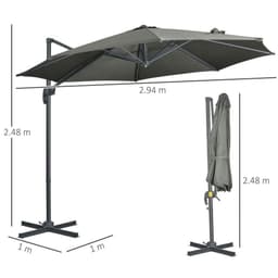 image-3 x 3(m) Cantilever Parasol Garden Umbrella with Cross Base Grey