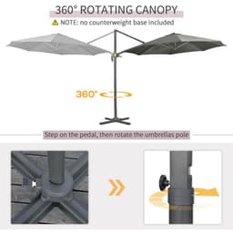image-3 x 3(m) Cantilever Parasol Garden Umbrella with Cross Base Grey