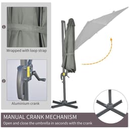 image-3 x 3(m) Cantilever Parasol Garden Umbrella with Cross Base Grey