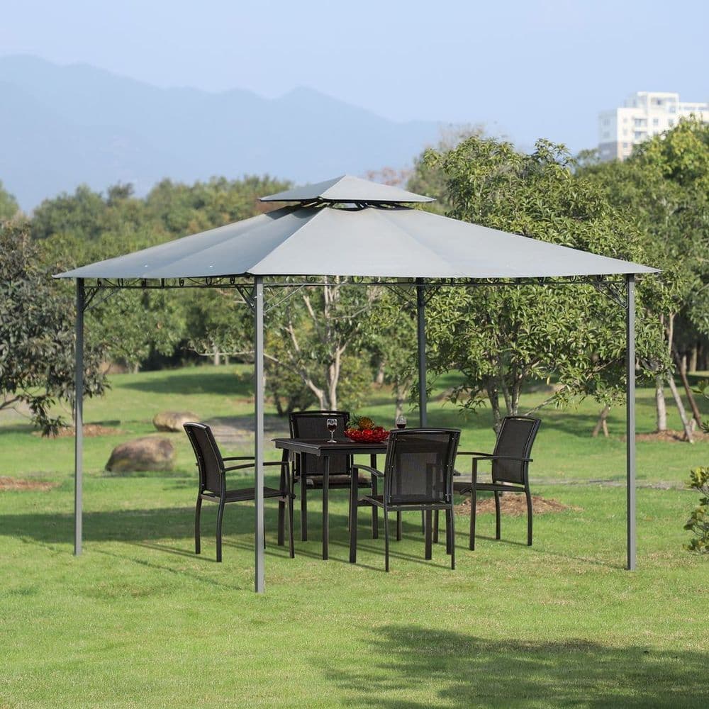 image-3x3(m) Outdoor Patio Gazebo Steel Canopy Tent Pavilion 2-Tier Roof Top