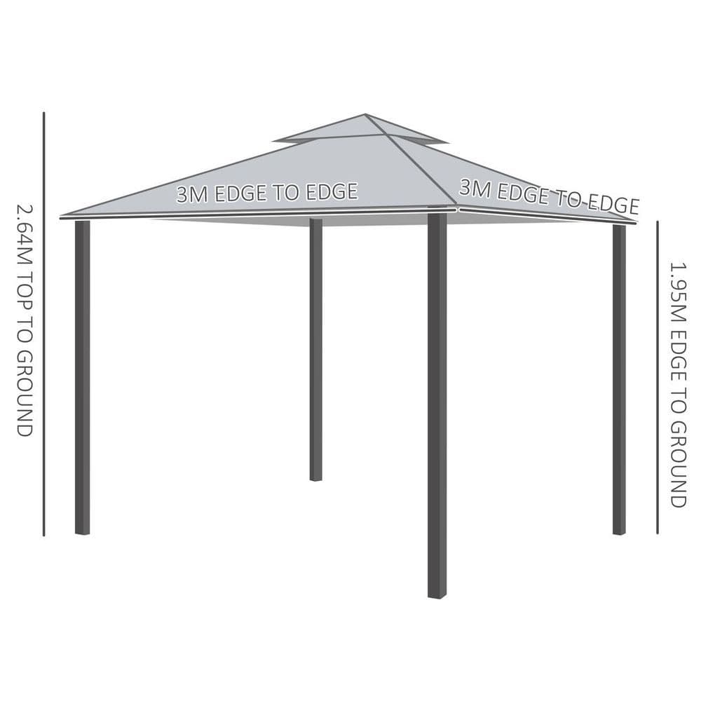 image-3x3(m) Outdoor Patio Gazebo Steel Canopy Tent Pavilion 2-Tier Roof Top