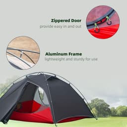 image-Camping Tent Compact 2 Man Dome Tent for Hiking Garden Dark Grey