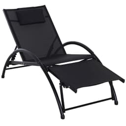 image-Sun Lounger Half Circle Arms Adjustable Head Footrest Aluminium Frame Black