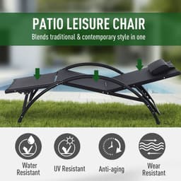 image-Sun Lounger Half Circle Arms Adjustable Head Footrest Aluminium Frame Black