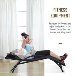 image-Sun Lounger Half Circle Arms Adjustable Head Footrest Aluminium Frame Black