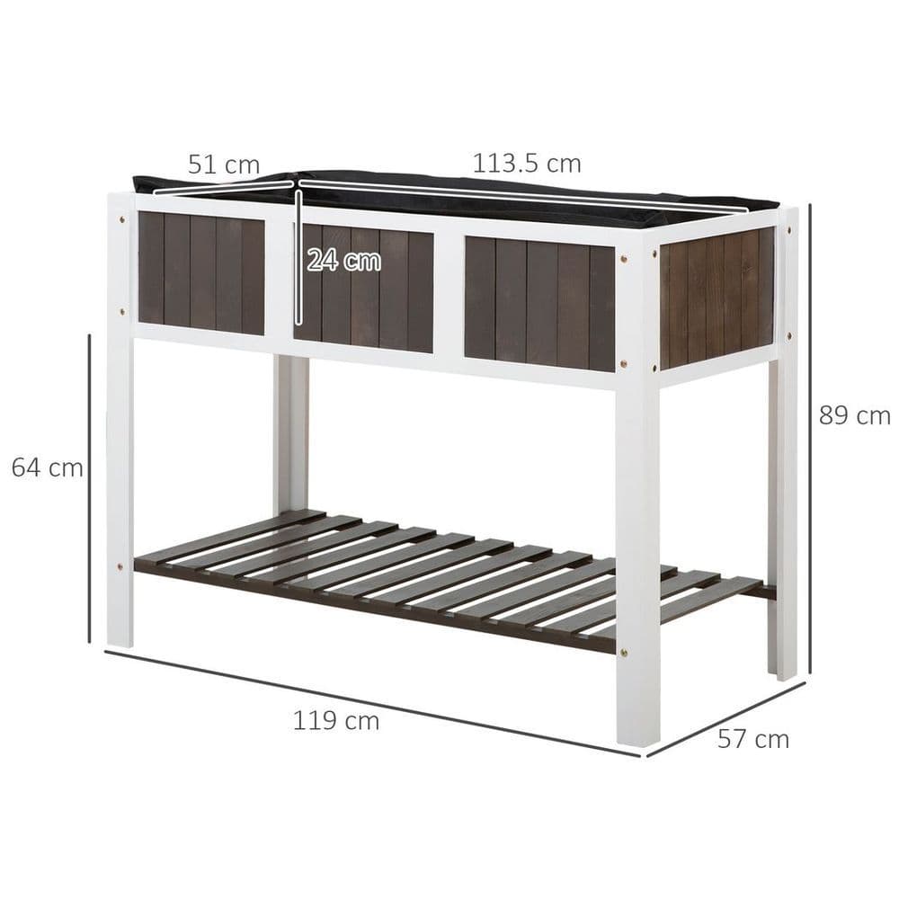 image-Wooden Planter Raised Elevated Garden Bed with Shelf Outdoor/Indoor