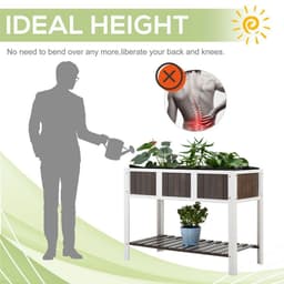 image-Wooden Planter Raised Elevated Garden Bed with Shelf Outdoor/Indoor
