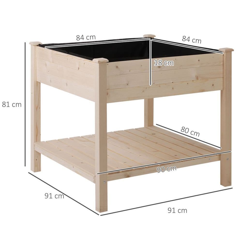 image-Elevated Garden Planting Bed Stand Outdoor Flower Box w/ Storage Shelf