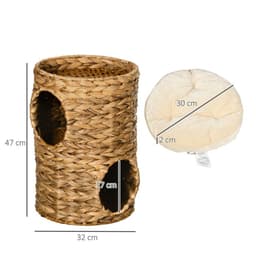 image-47cm Cat Barrel Tree for Indoor Cats w/ Two Cat Houses, Cushion