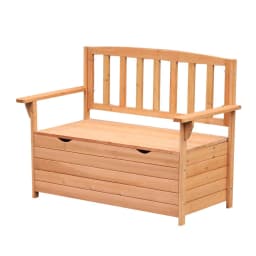 image-Outdoor Garden Storage Bench Patio Box All Weather Fir Wood 112 x 84 cm