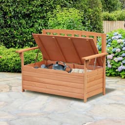 image-Outdoor Garden Storage Bench Patio Box All Weather Fir Wood 112 x 84 cm