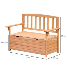image-Outdoor Garden Storage Bench Patio Box All Weather Fir Wood 112 x 84 cm