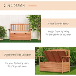 image-Outdoor Garden Storage Bench Patio Box All Weather Fir Wood 112 x 84 cm