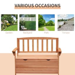 image-Outdoor Garden Storage Bench Patio Box All Weather Fir Wood 112 x 84 cm