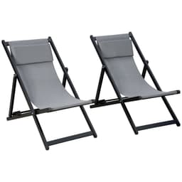 image-2Pcs Texteline Chaise Lounge Recliner Chair Adjust Lounger Patio Grey