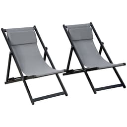 image-2Pcs Texteline Chaise Lounge Recliner Chair Adjust Lounger Patio Grey