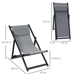 image-2Pcs Texteline Chaise Lounge Recliner Chair Adjust Lounger Patio Grey