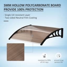 image-Outsunny Outdoor Window Door Canopy Fixed Awning Porch UV Water Cover Brown