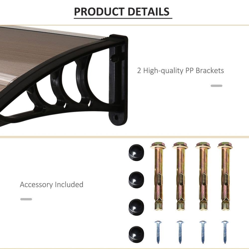 image-Outsunny Outdoor Window Door Canopy Fixed Awning Porch UV Water Cover Brown