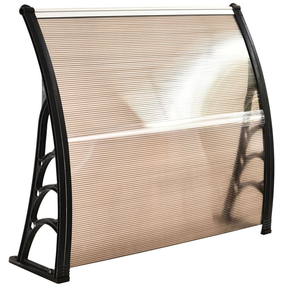 image-Outsunny Outdoor Window Door Canopy Fixed Awning Porch UV Water Cover Brown