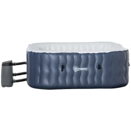 image-Outdoor Square Inflatable Hot Tub Spa w/ Pump, 4-6 Person, Dark Blue