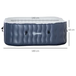 image-Outdoor Square Inflatable Hot Tub Spa w/ Pump, 4-6 Person, Dark Blue