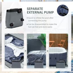 image-Outdoor Square Inflatable Hot Tub Spa w/ Pump, 4-6 Person, Dark Blue