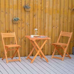 image-3Pcs Garden Bistro Set, Folding Outdoor Chairs and Table Set, Teak