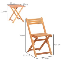 image-3Pcs Garden Bistro Set, Folding Outdoor Chairs and Table Set, Teak