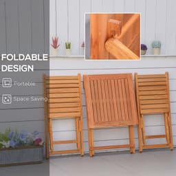 image-3Pcs Garden Bistro Set, Folding Outdoor Chairs and Table Set, Teak