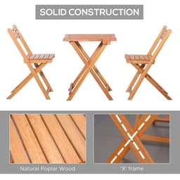 image-3Pcs Garden Bistro Set, Folding Outdoor Chairs and Table Set, Teak