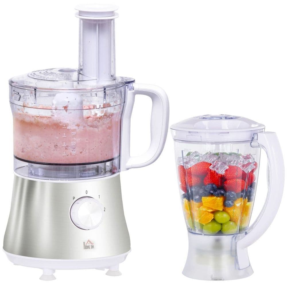image-Food Processor w/1L Bowl 1.5L Blender Blades Slicing Grating Discs 500W