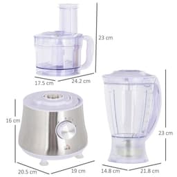 image-Food Processor w/1L Bowl 1.5L Blender Blades Slicing Grating Discs 500W