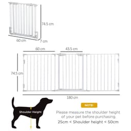 image-Pet Safety Gate 3-Panel Playpen Metal Fence W/ Walk Through Door White