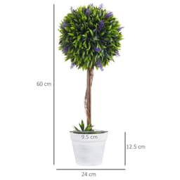 image-Set of 2 Potted Artificial Plants Ball Tree with Lavender Flowers, 60cm
