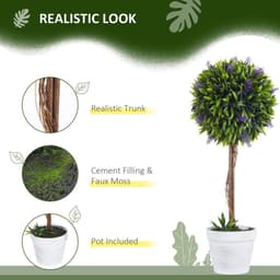 image-Set of 2 Potted Artificial Plants Ball Tree with Lavender Flowers, 60cm