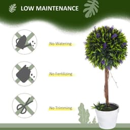 image-Set of 2 Potted Artificial Plants Ball Tree with Lavender Flowers, 60cm