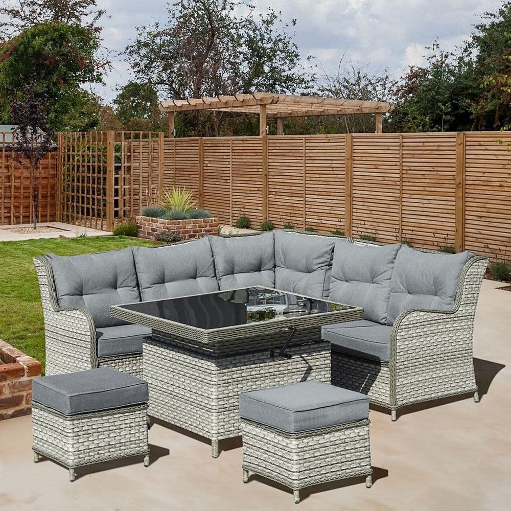 image-6 PCs PE Rattan Wicker Sofa Set Sectional Conversation Furniture Set