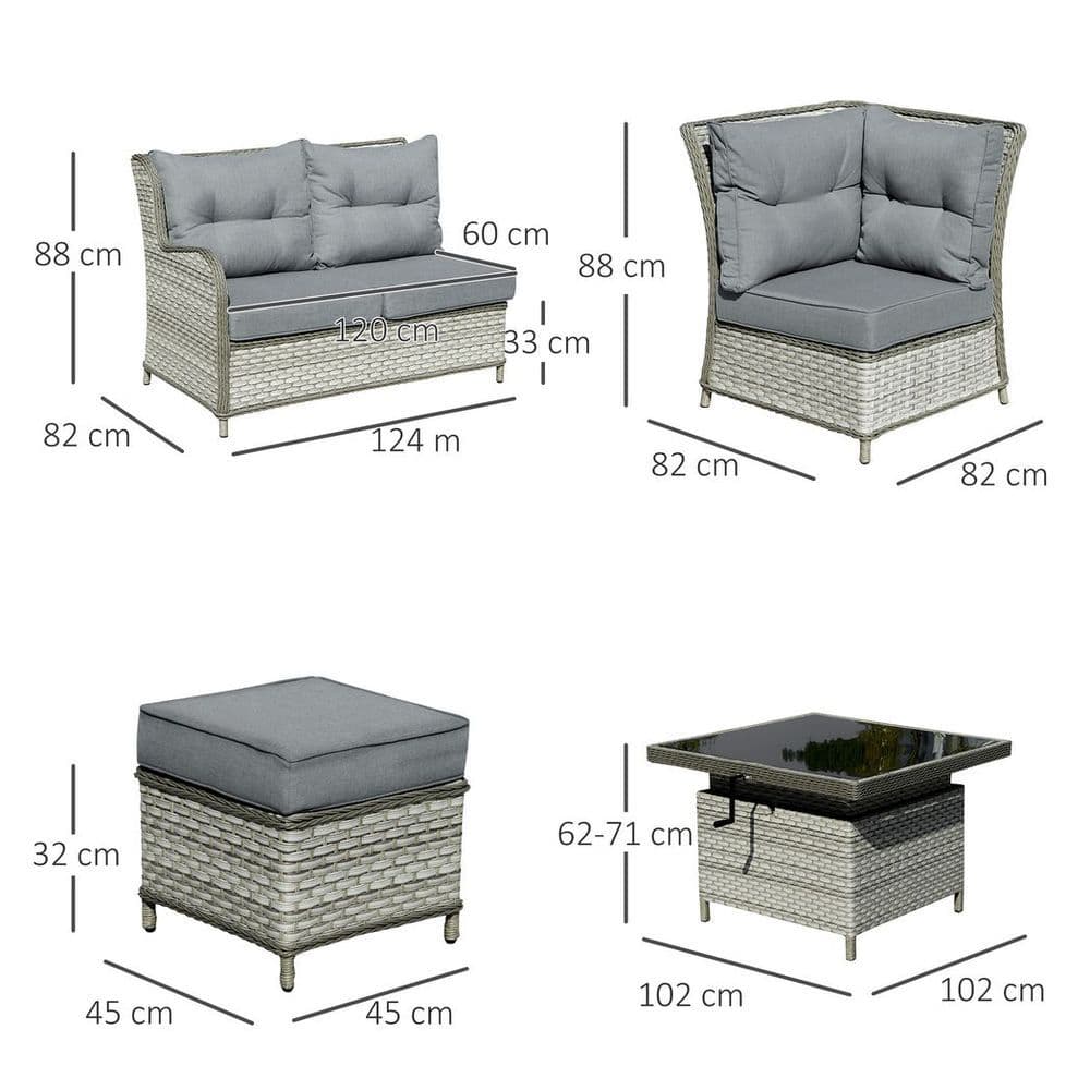 image-6 PCs PE Rattan Wicker Sofa Set Sectional Conversation Furniture Set