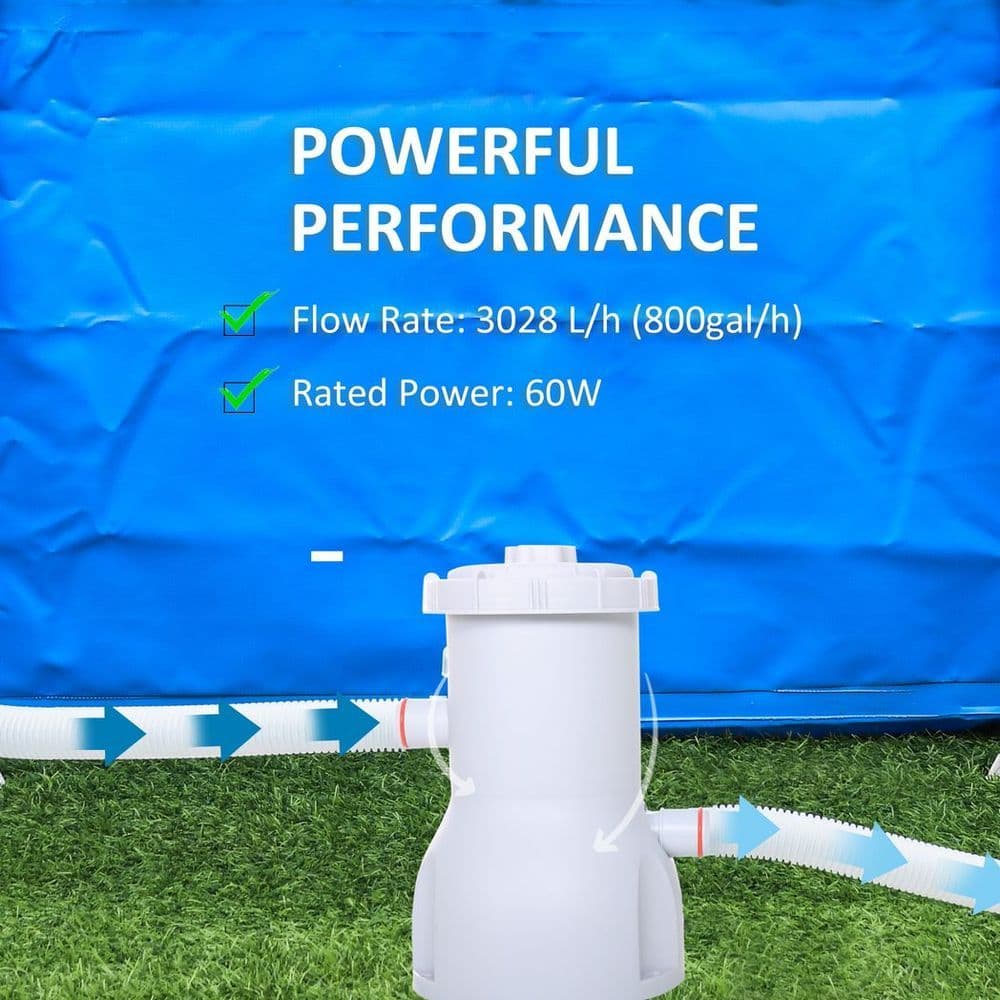 image-Swimming Pool Filter Pump with Cartridge for 13'-15' Above Ground Pools