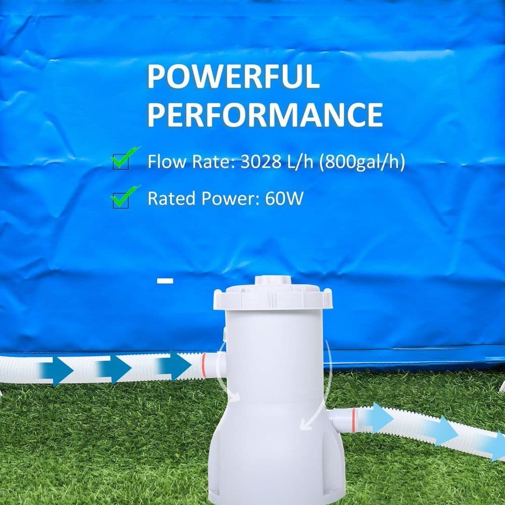 image-Swimming Pool Filter Pump with Cartridge for 13'-15' Above Ground Pools