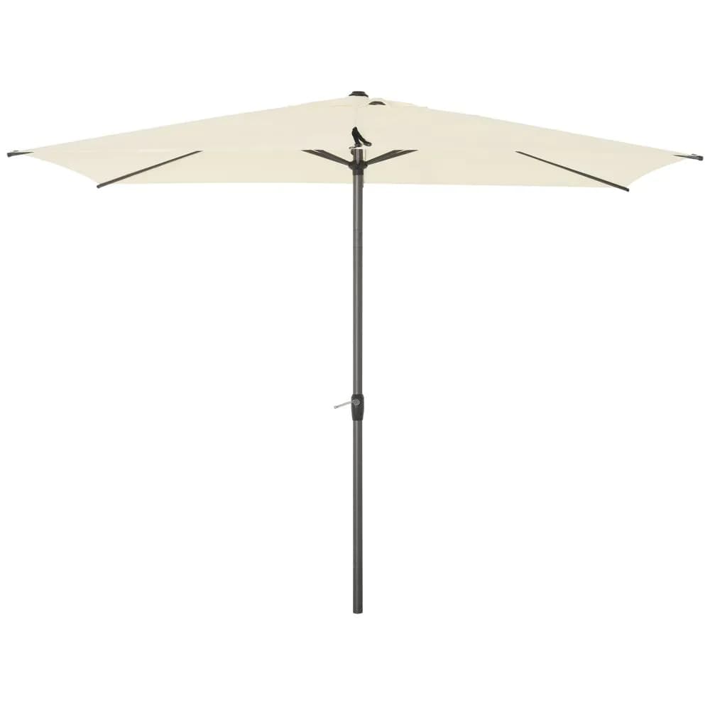 image-2.58m Aluminium Garden Parasol Sun Umbrella Angled Canopy Beige