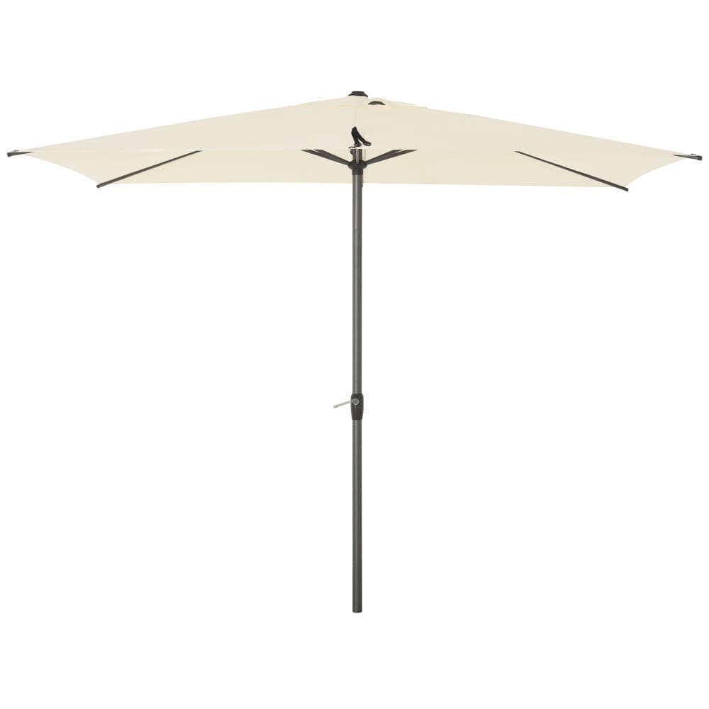 image-2.58m Aluminium Garden Parasol Sun Umbrella Angled Canopy Beige
