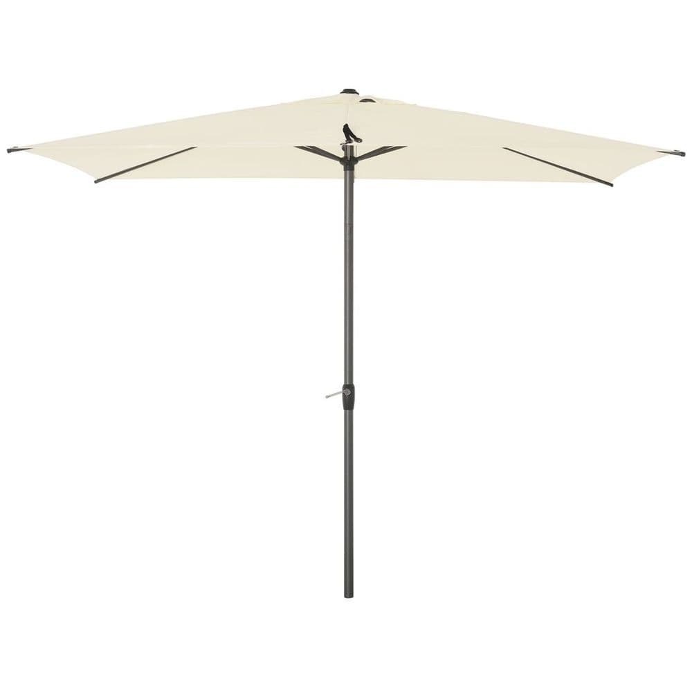 image-2.58m Aluminium Garden Parasol Sun Umbrella Angled Canopy Beige